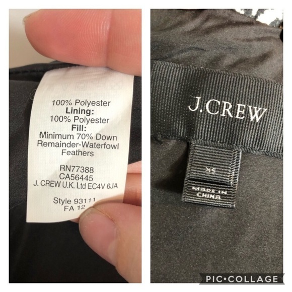 J.Crew Down Filled Excursion Puffer Vest Sz XS Full Zip Women’s Black Tan - Picture 6 of 6